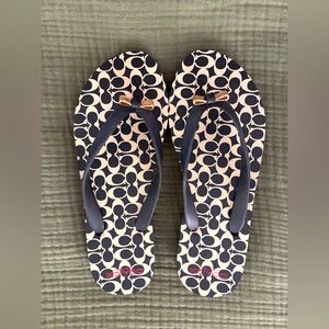 Coach Black and Cream Patterned Sandals
